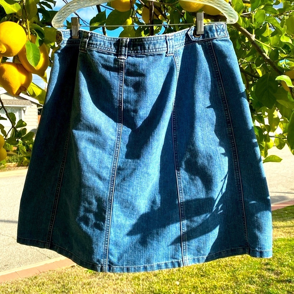 CHEROKEE DENIM WOMEN’S BLUE COTTON MINI SKIRT VINTAGE Size 12 EUC - Picture 6 of 12